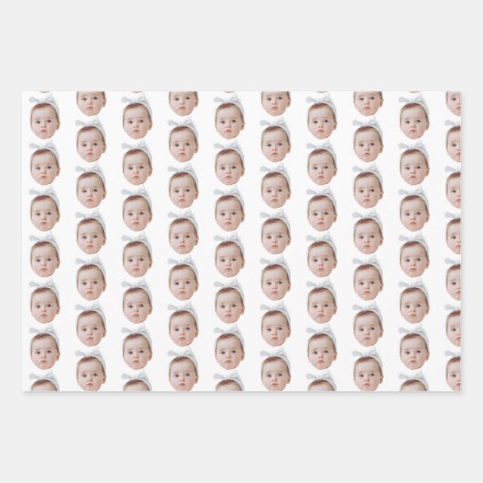 Funny Custom Face Foto Face Wiederholung Muster Geschenkpapier Set (Vorderseite)
