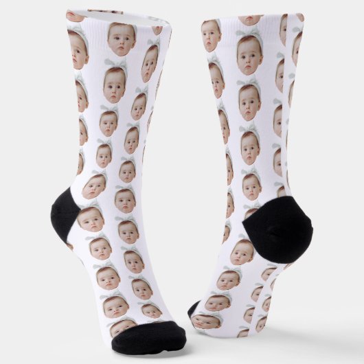 Funny Custom Face Foto Face Wiederholung Muster Socken (Gewinkelt)