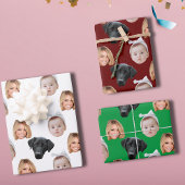 Funny Custom Face Foto Family Face 3 Fotos Geschenkpapier Set