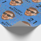 Funny Custom Face Foto Geburtstagsparty Geschenkpapier (Ecke)