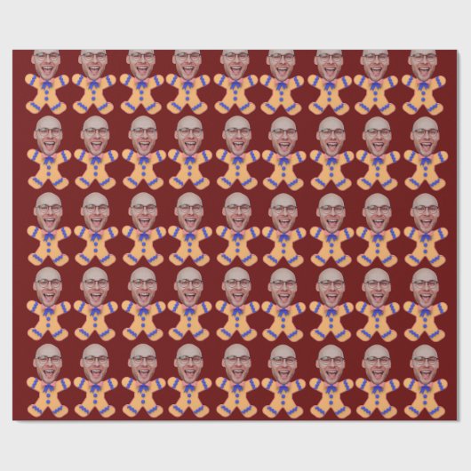 Funny Custom Face Foto Gingerbrett Männer Weihnach Geschenkpapier (Flach)