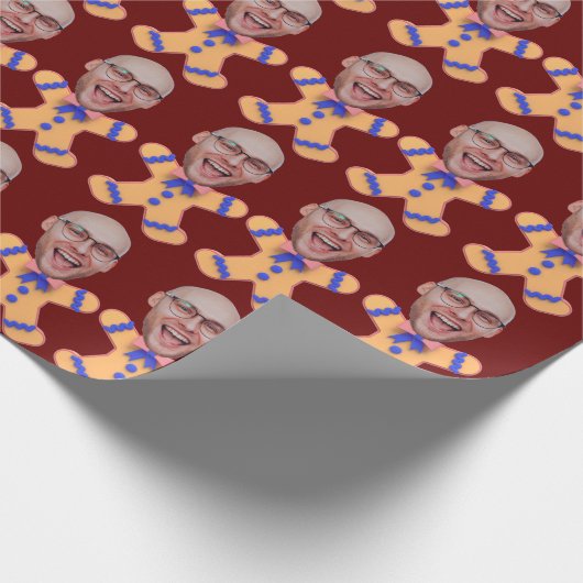 Funny Custom Face Foto Gingerbrett Männer Weihnach Geschenkpapier (Ecke)