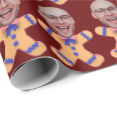 Funny Custom Face Foto Gingerbrett Männer Weihnach Geschenkpapier (Rolleneckpunkt)