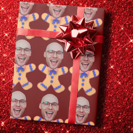Funny Custom Face Foto Gingerbrett Männer Weihnach Geschenkpapier
