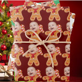 Funny Custom Face Foto Gingerbrett Xmas Baby Geschenkpapier Set