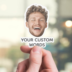 Funny Custom Face Foto mit Personalisiertem Text Aufkleber