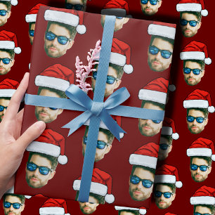 Funny Custom Face Foto Santa Claus Hat Weihnachten Geschenkpapier