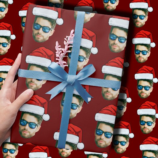 Funny Custom Face Foto Santa Claus Hat Weihnachten Geschenkpapier
