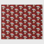 Funny Custom Face Foto Santa Claus Hat Weihnachten Geschenkpapier (Flach)
