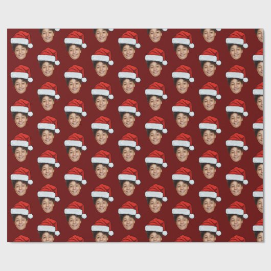 Funny Custom Face Foto Santa Claus Hat Weihnachten Geschenkpapier (Flach)