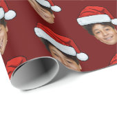 Funny Custom Face Foto Santa Claus Hat Weihnachten Geschenkpapier (Rolleneckpunkt)
