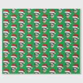 Funny Custom Face Foto Santa Claus Hat Weihnachten Geschenkpapier (Flach)