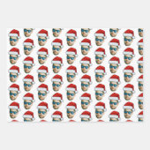 Funny Custom Face Foto Santa Claus Hat Weihnachten Geschenkpapier Set (Vorderseite)