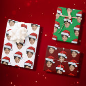 Funny Custom Face Foto Santa Claus Hat Weihnachten Geschenkpapier Set