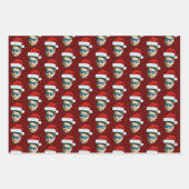 Funny Custom Face Foto Santa Claus Hat Weihnachten Geschenkpapier Set (Vorderseite 3)