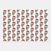 Funny Custom Face Foto Santa Claus Hat Weihnachten Geschenkpapier Set (Vorderseite)
