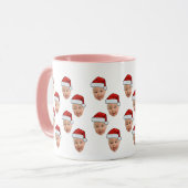 Funny Custom Face Foto Santa Claus Hat Weihnachten Tasse (Vorderseite Links)