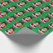 Funny Custom Face Foto Santa Head Personalisiert Geschenkpapier (Ecke)