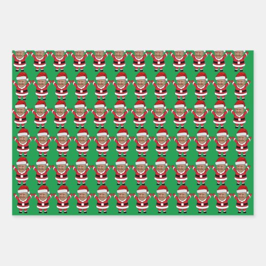 Funny Custom Face Foto Santa Head Trump Geschenkpapier Set (Vorderseite 2)