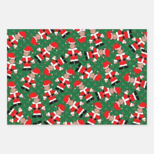 Funny Custom Face Foto Weihnachten Weihnachten Geschenkpapier Set (Vorderseite)