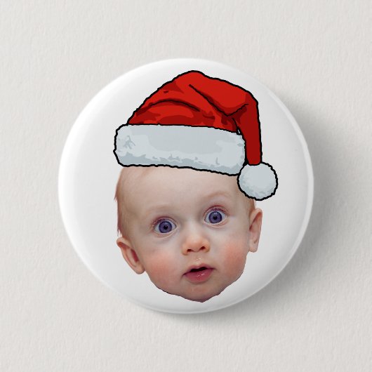 Funny Custom Face Foto Weihnachten Weihnachten Wei Button (Vorderseite)