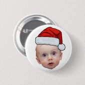 Funny Custom Face Foto Weihnachten Weihnachten Wei Button (Vorne & Hinten)