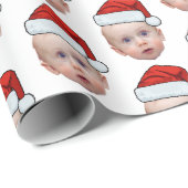 Funny Custom Face Foto Weihnachten Weihnachten Wei Geschenkpapier (Rolleneckpunkt)