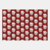 Funny Custom Face Foto Weihnachten Weihnachten Wei Geschenkpapier Set (Vorderseite 3)