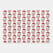 Funny Custom Face Foto Weihnachten Weihnachten Wei Geschenkpapier Set (Vorderseite)