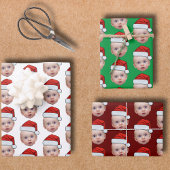 Funny Custom Face Foto Weihnachten Weihnachten Wei Geschenkpapier Set