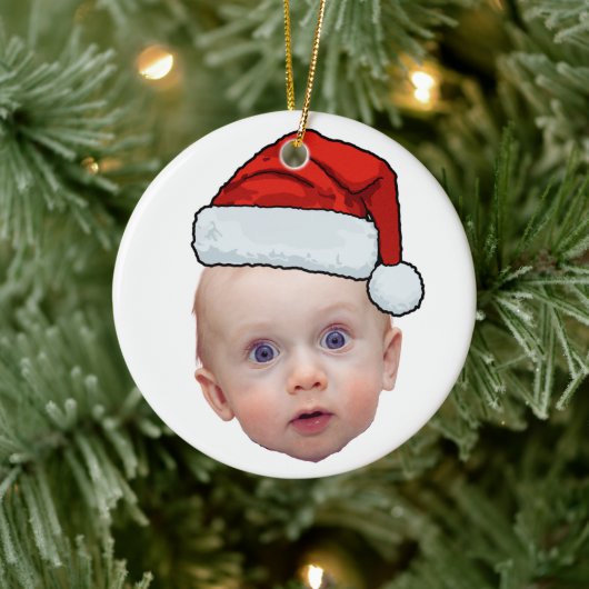 Funny Custom Face Foto Weihnachten Weihnachten Wei Keramik Ornament (Baum)