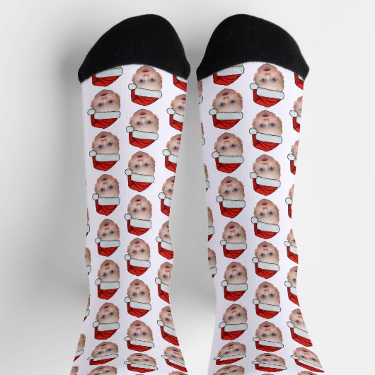 Funny Custom Face Foto Weihnachten Weihnachten Wei Socken (Oben)