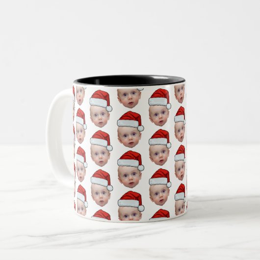 Funny Custom Face Foto Weihnachten Weihnachten Wei Zweifarbige Tasse (Vorderseite Links)