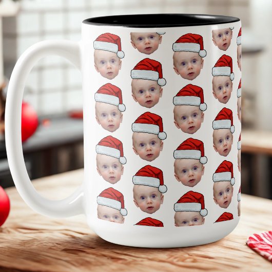 Funny Custom Face Foto Weihnachten Weihnachten Wei Zweifarbige Tasse