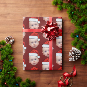 Funny Custom Face Foto Weihnachtsmannmütze Weihnac Geschenkpapier