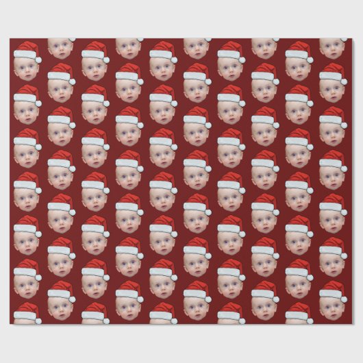 Funny Custom Face Foto Weihnachtsmannmütze Weihnac Geschenkpapier (Flach)