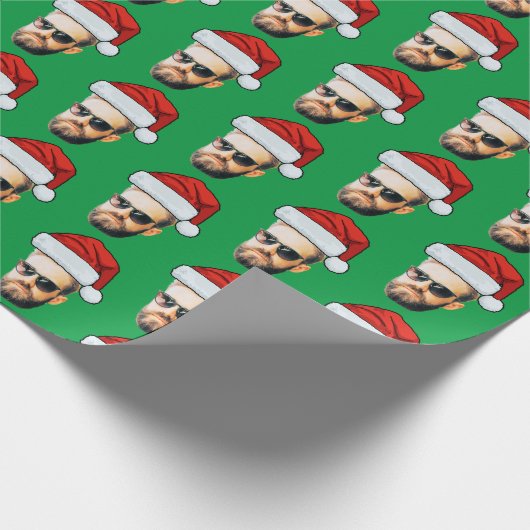 Funny Custom Face Foto Weihnachtsmannmütze Weihnac Geschenkpapier (Ecke)