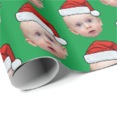 Funny Custom Face Foto Weihnachtsmannmütze Weihnac Geschenkpapier (Rolleneckpunkt)