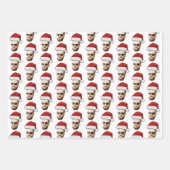 Funny Custom Face Foto Weihnachtsmannmütze Weihnac Geschenkpapier Set (Vorderseite)