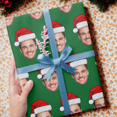 Funny Custom Face Holiday Gift Santa Hat Geschenkpapier