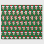 Funny Custom Face Holiday Gift Santa Hat Geschenkpapier (Flach)