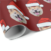 Funny Custom Face Hund Foto Weihnachtsmannmütze We Geschenkpapier (Rolleneckpunkt)