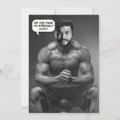 Funny custom face in hole body builder Foto Einladung (Vorderseite)