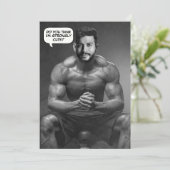 Funny custom face in hole body builder Foto Einladung (Stehend Vorderseite)