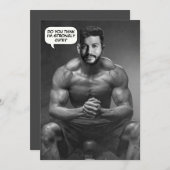 Funny custom face in hole body builder Foto Einladung (Vorne/Hinten)