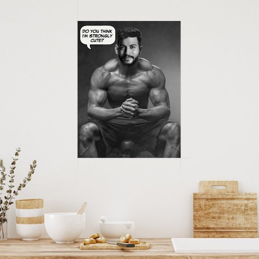 Funny custom face in hole body builder Foto Poster (Küche)