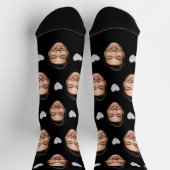 Funny Custom Face mit White Hearts on Black Socken (Oben)