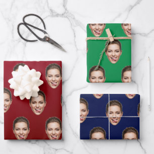 Funny Custom Face Personalisiert Gift Wrap Geschenkpapier Set