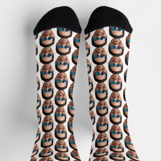 Funny Custom Face Photo Crew  Socken (Oben)