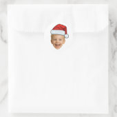 Funny Custom Face Photo Santa Hat Christmas Runder Aufkleber (Tasche)
